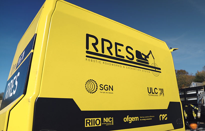 The rear view of our RRES robot focusing on RRES, SGN and ULC logos