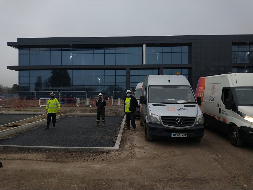 Our engineers on site at Harwell Campus connecting the new vaccine centre to our gas network