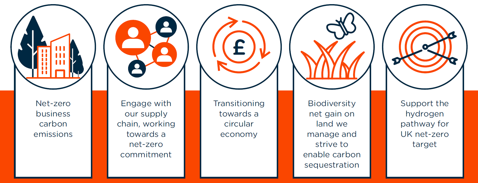 Diagram explaining the five pillars that make up SGN's Environment Strategy,