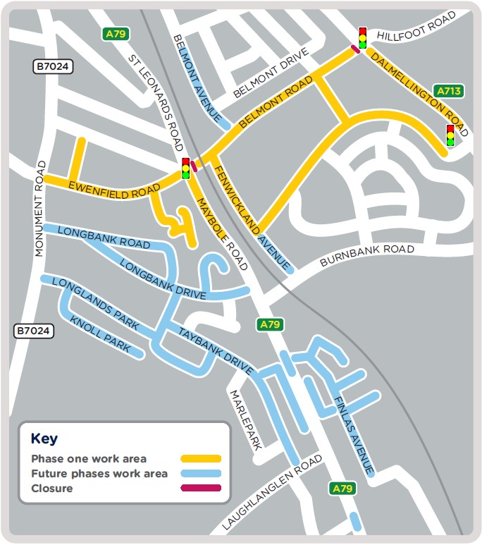 A map depicting where we're working in the Belmont area of Ayr