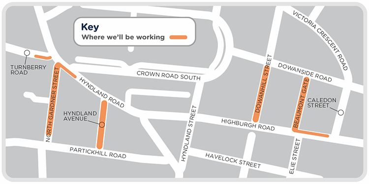 A map showing the areas where we'll be working during this project