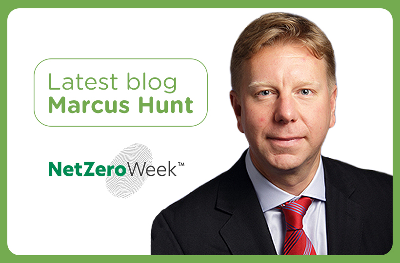 Graphic which includes image of Marcus Hunt and Net Zero Week logo.