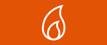 icon showing white gas flame on an orange background