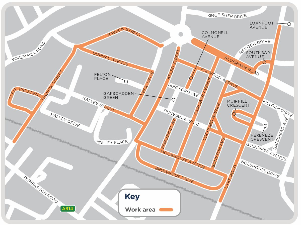A map showing the Lochlibo Road area of Glasgow