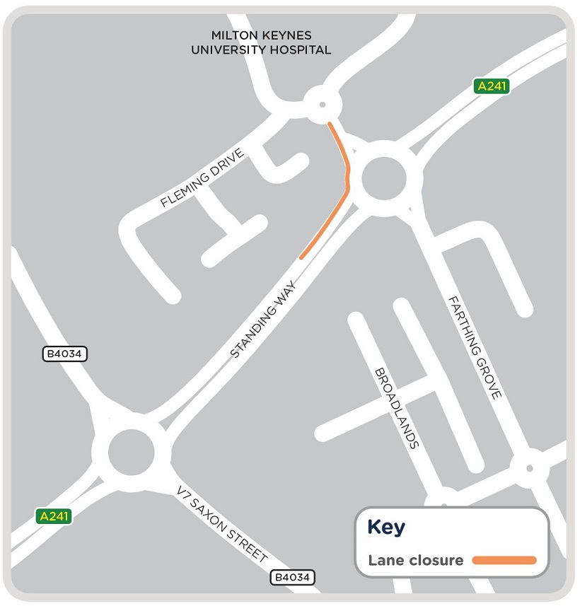Map shows roads in an area of Milton Keynes and where SGN will be undertaking work to its network
