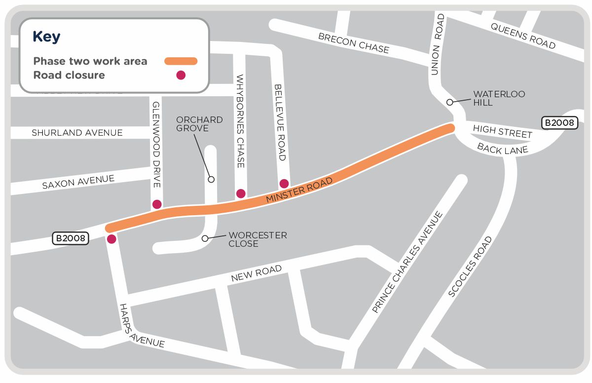 A map outlining our work in Minster Road, as detailed on this page
