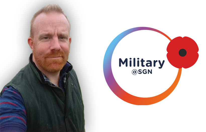 A man with a beard next to the logo for Military@SGN