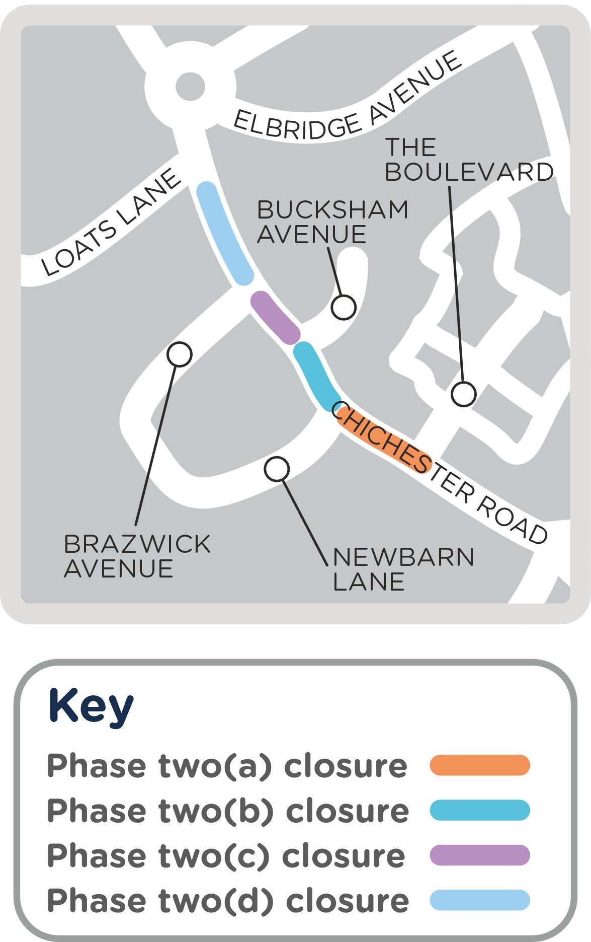A map outlining our work in Chichester Road, as detailed on this page