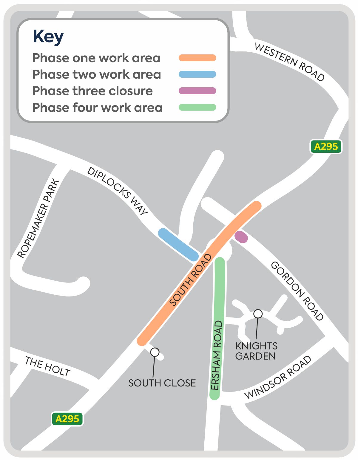 A map outlining our work in South Road, as detailed on this page