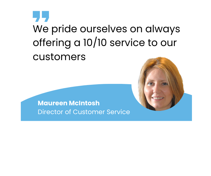 An image of Maureen McIntosh, SGN Director of Customer Service, with the words We pride ourselves on always offering a 10 out of 10 service to our customers.