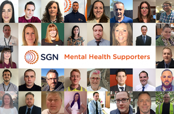A collage featuring some of SGN's mental health supporters, who are colleagues based across the company