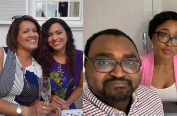 Kristina Brown with her daughter and Sunny Onuh with his wife