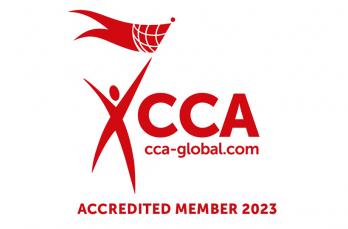 The CCA logo with their website and text reading: Accredited Member 2023