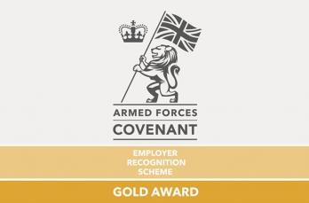 The logo for the Armed Forces Covenant, a lion holding the Union Flag