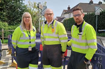 SGN engineers at the site of gas network upgrade work in Worthing Road, Horsham