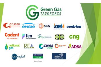 Logos in a box with the header Green Gas Taskforce