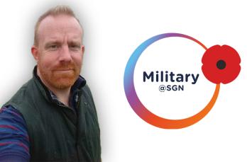 A man with a beard next to the logo for Military@SGN