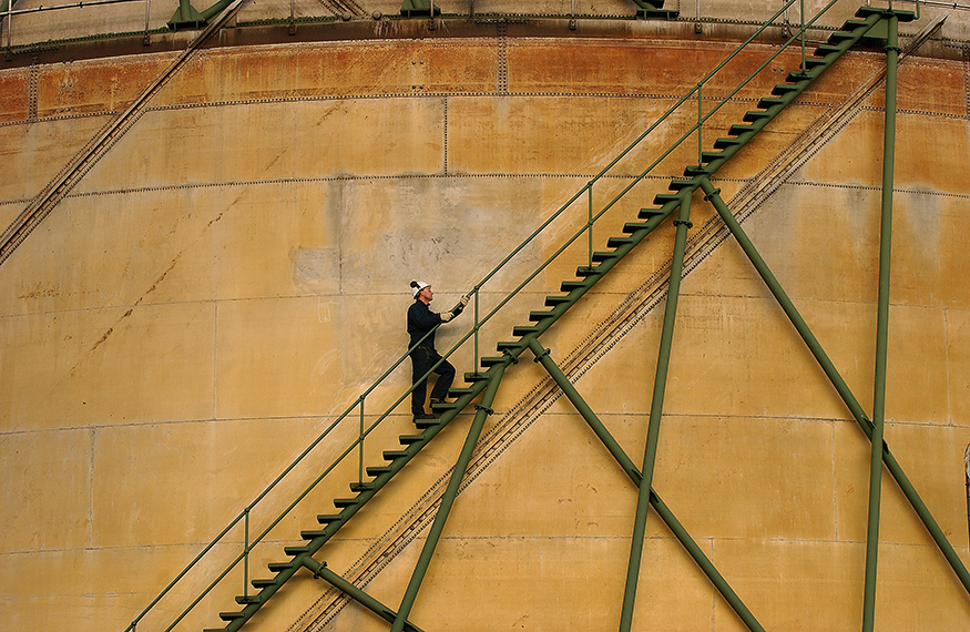 Engineer on site at a gas holder station